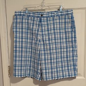 Adidas Blue and White Flat Front Shorts Casual Summer Wear